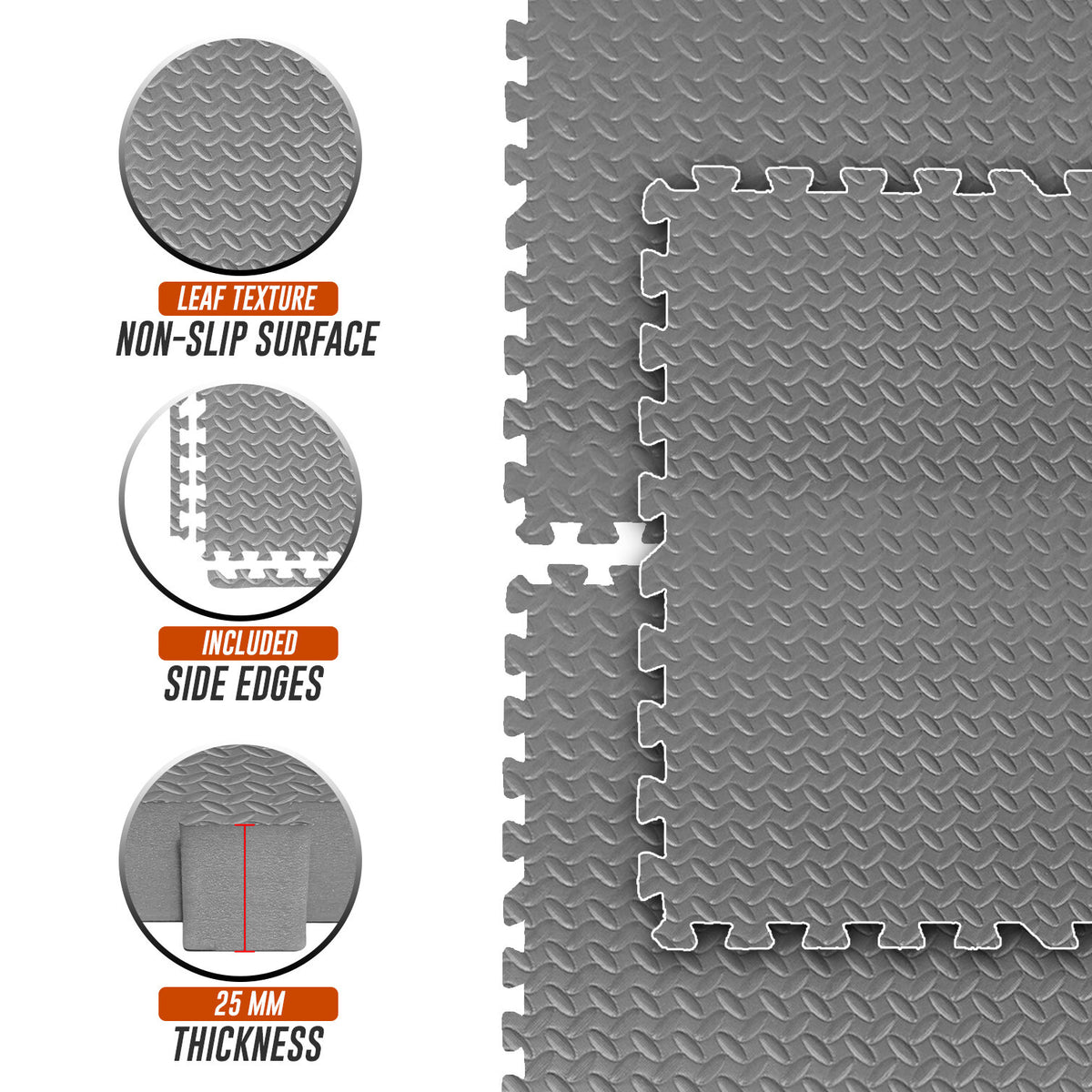 EVA Interlocking Soft Foam Gym Flooring Mats - Yoga Tiles, 25mm, 60x60cm