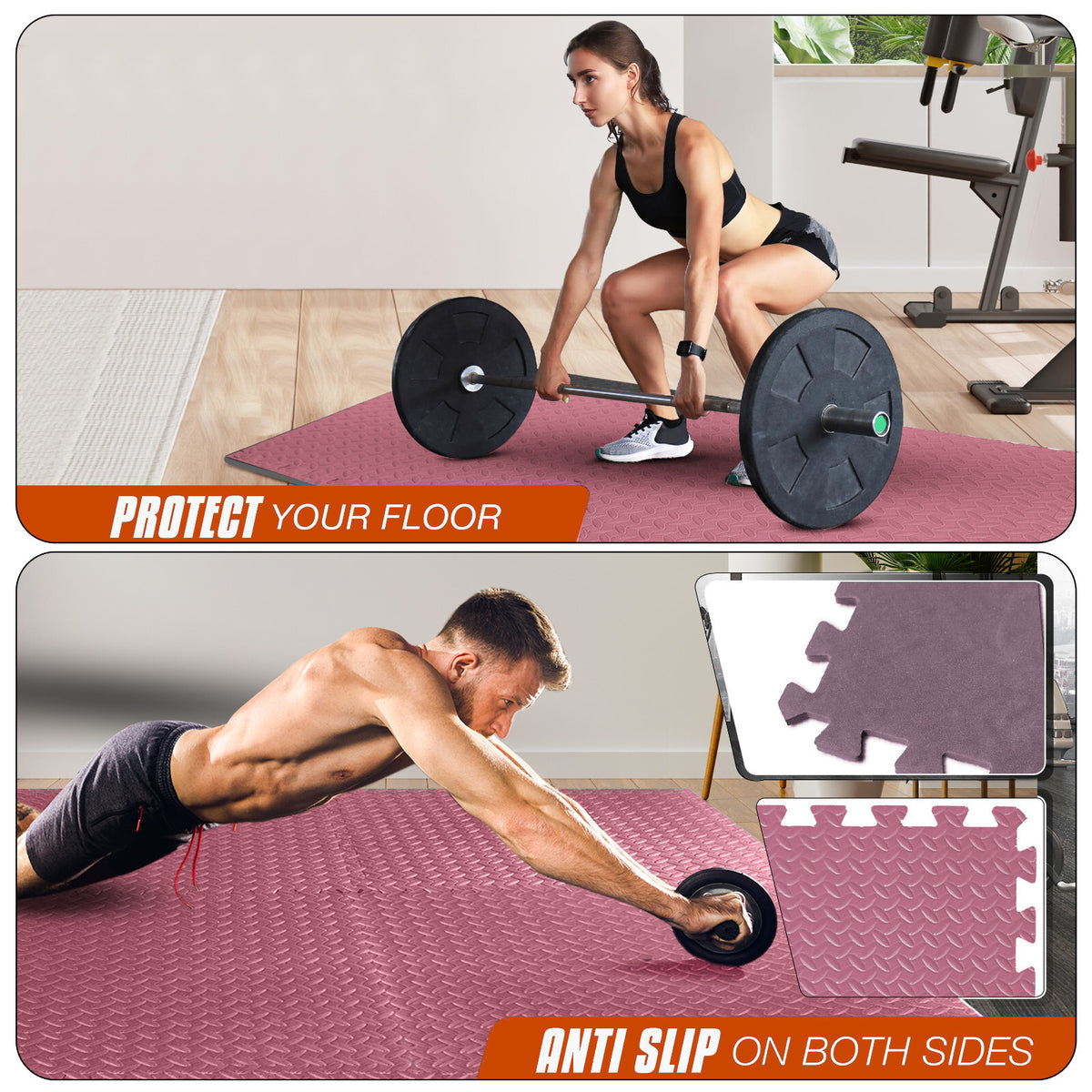 EVA Interlocking Soft Foam Gym Flooring Mats - Yoga Tiles, 25mm, 60x60cm