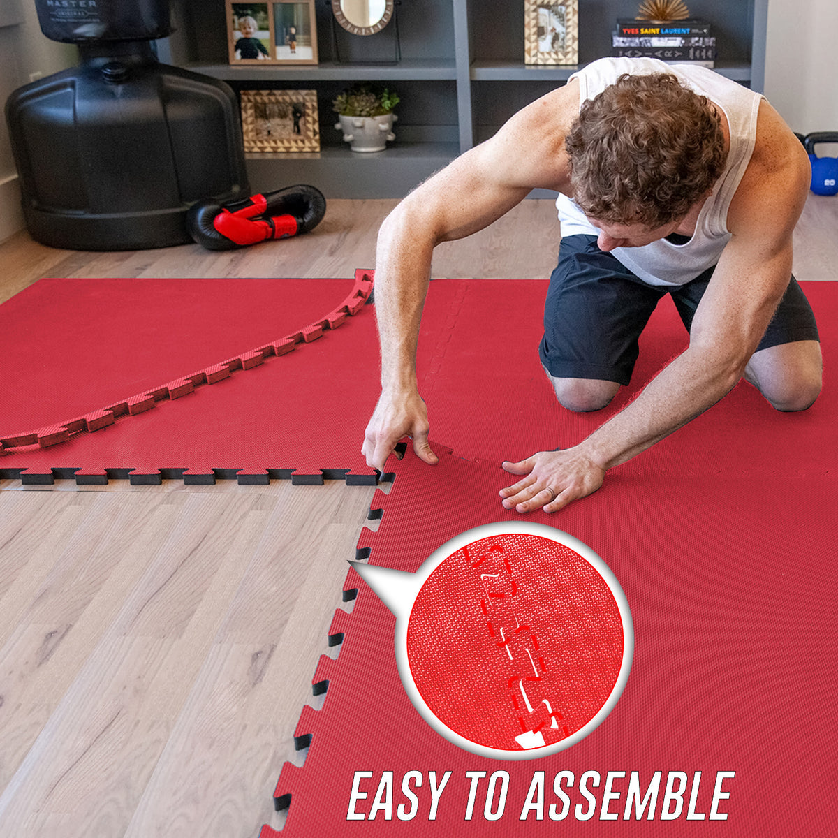 EVA Interlocking Soft Foam Gym Flooring Mats - Yoga Tiles, 25mm, 60x60cm