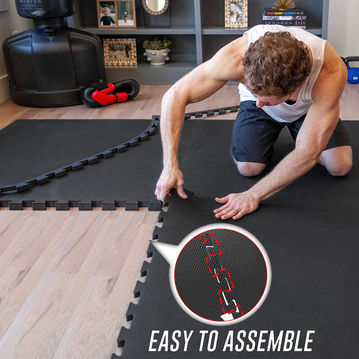EVA Interlocking Soft Foam Gym Flooring Mats - Yoga Tiles, 25mm, 60x60cm