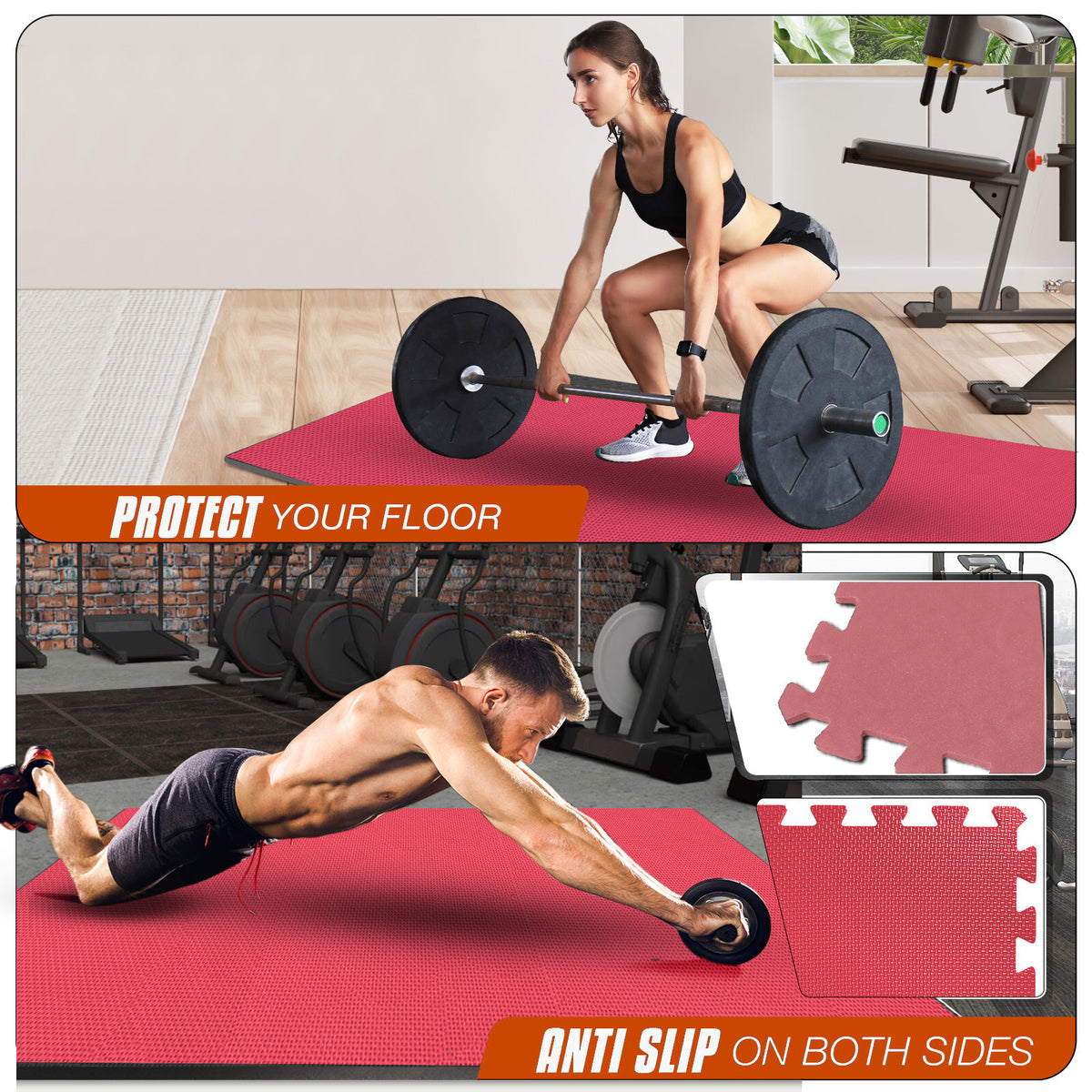 EVA Interlocking Soft Foam Gym Flooring Mats - Yoga Tiles, 25mm, 60x60cm