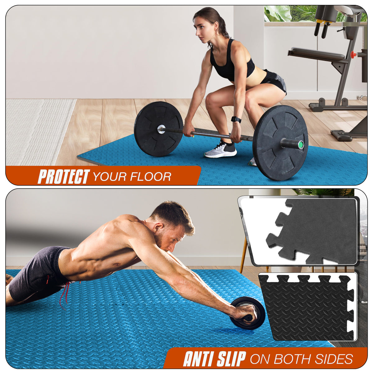 EVA Interlocking Soft Foam Gym Flooring Mats - Yoga Tiles, 25mm, 60x60cm
