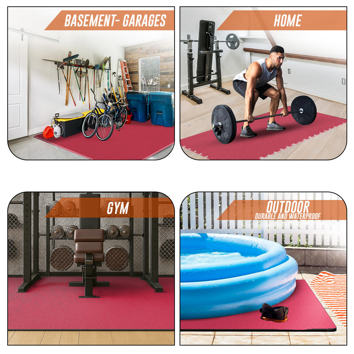 EVA Interlocking Soft Foam Gym Flooring Mats - Yoga Tiles, 25mm, 60x60cm