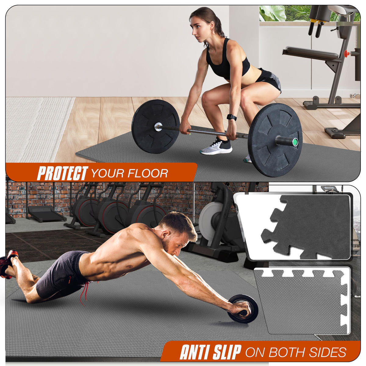 EVA Interlocking Soft Foam Gym Flooring Mats - Yoga Tiles, 25mm, 60x60cm