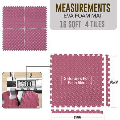 EVA Interlocking Soft Foam Gym Flooring Mats - Yoga Tiles, 25mm, 60x60cm