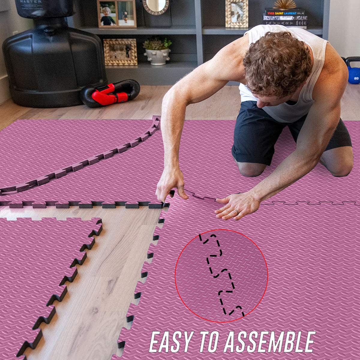 EVA Interlocking Soft Foam Gym Flooring Mats - Yoga Tiles, 25mm, 60x60cm