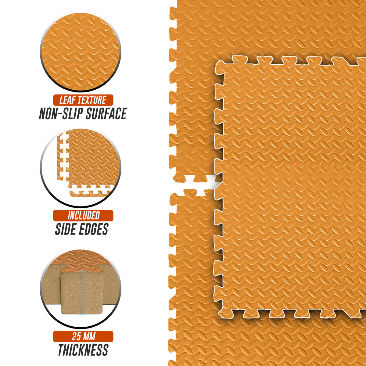 EVA Interlocking Soft Foam Gym Flooring Mats - Yoga Tiles, 25mm, 60x60cm