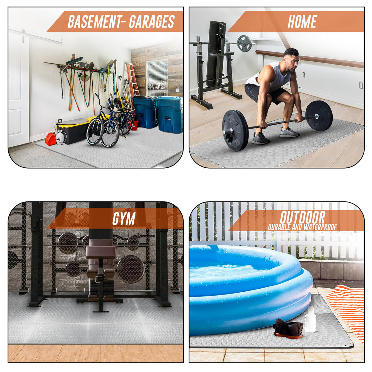 EVA Interlocking Soft Foam Gym Flooring Mats - Yoga Tiles, 25mm, 60x60cm