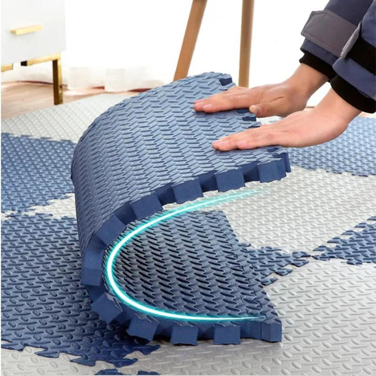 EVA Interlocking Soft Foam Gym Flooring Mats - Yoga Tiles, 25mm, 60x60cm