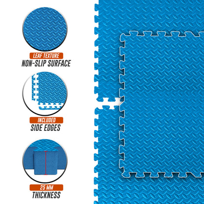 EVA Interlocking Soft Foam Gym Flooring Mats - Yoga Tiles, 25mm, 60x60cm