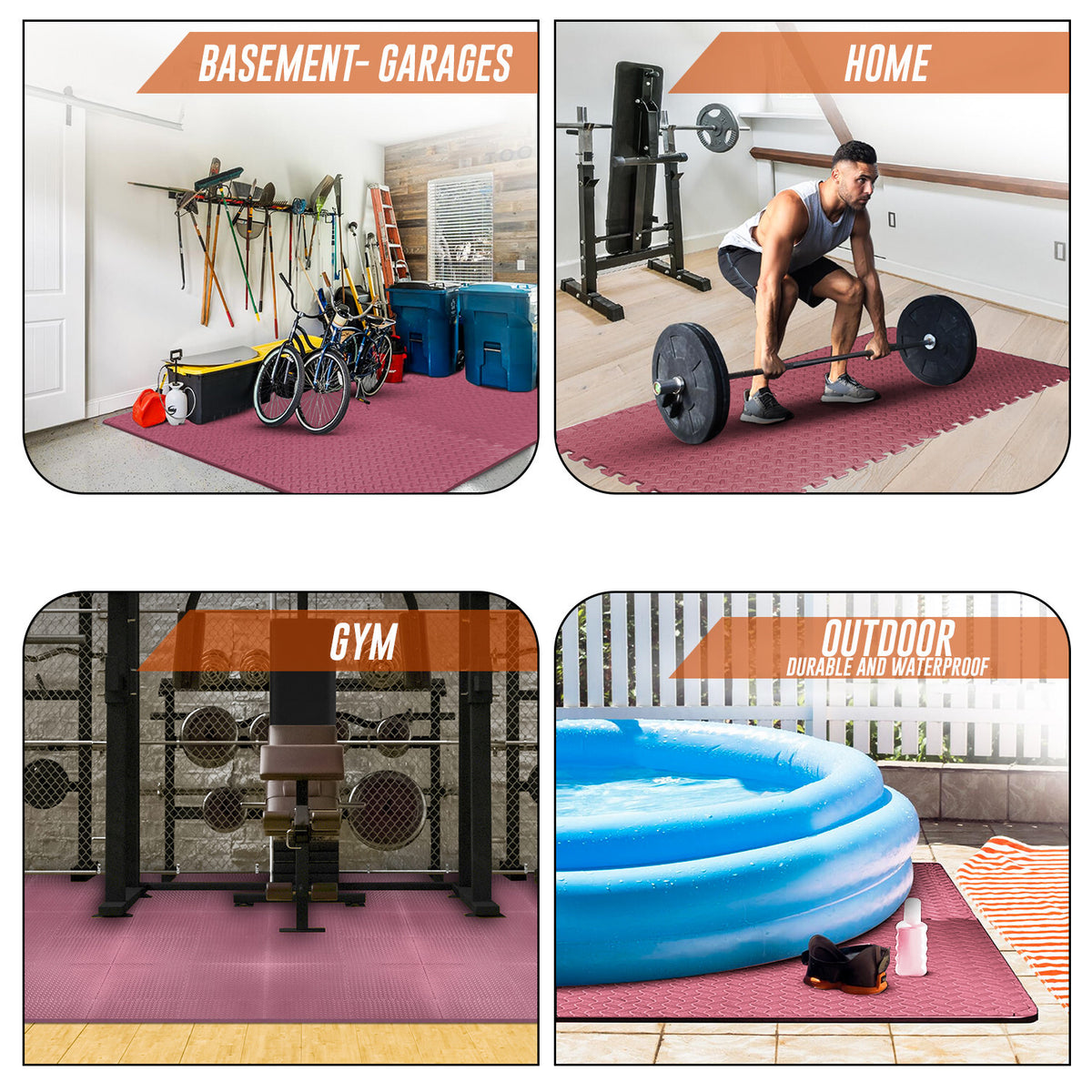EVA Interlocking Soft Foam Gym Flooring Mats - Yoga Tiles, 25mm, 60x60cm