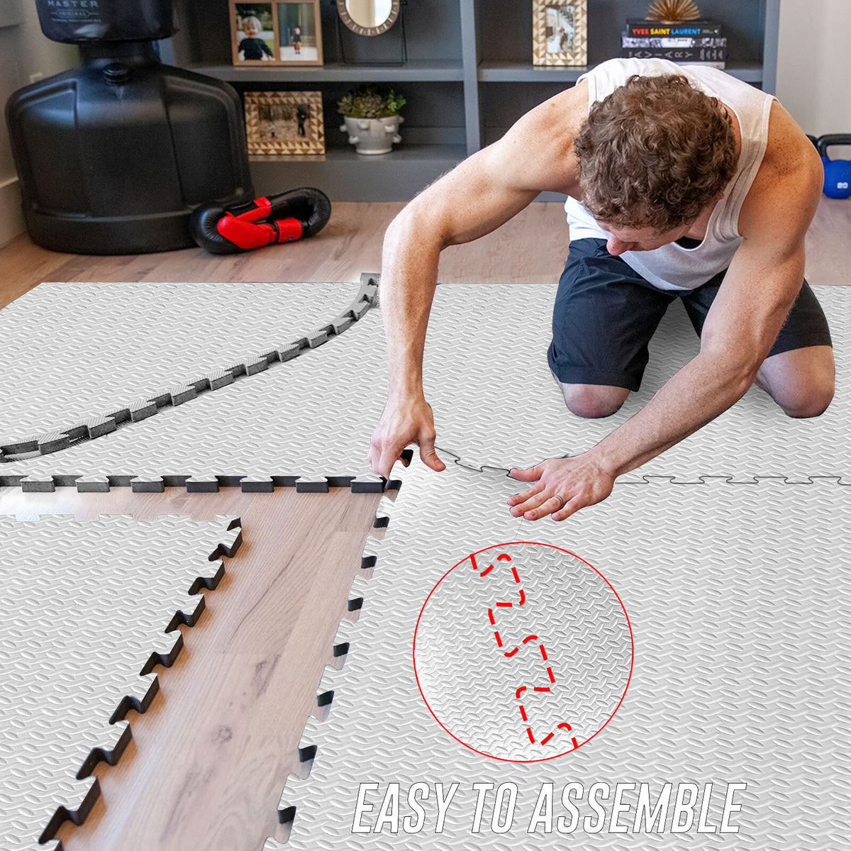 EVA Interlocking Soft Foam Gym Flooring Mats - Yoga Tiles, 25mm, 60x60cm
