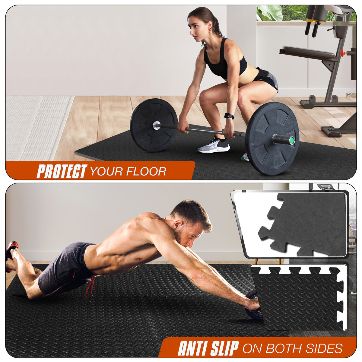 EVA Interlocking Soft Foam Gym Flooring Mats - Yoga Tiles, 25mm, 60x60cm