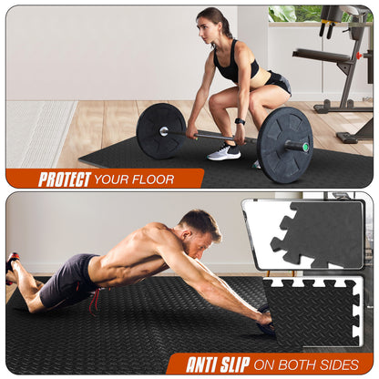 EVA Interlocking Soft Foam Gym Flooring Mats - Yoga Tiles, 25mm, 60x60cm