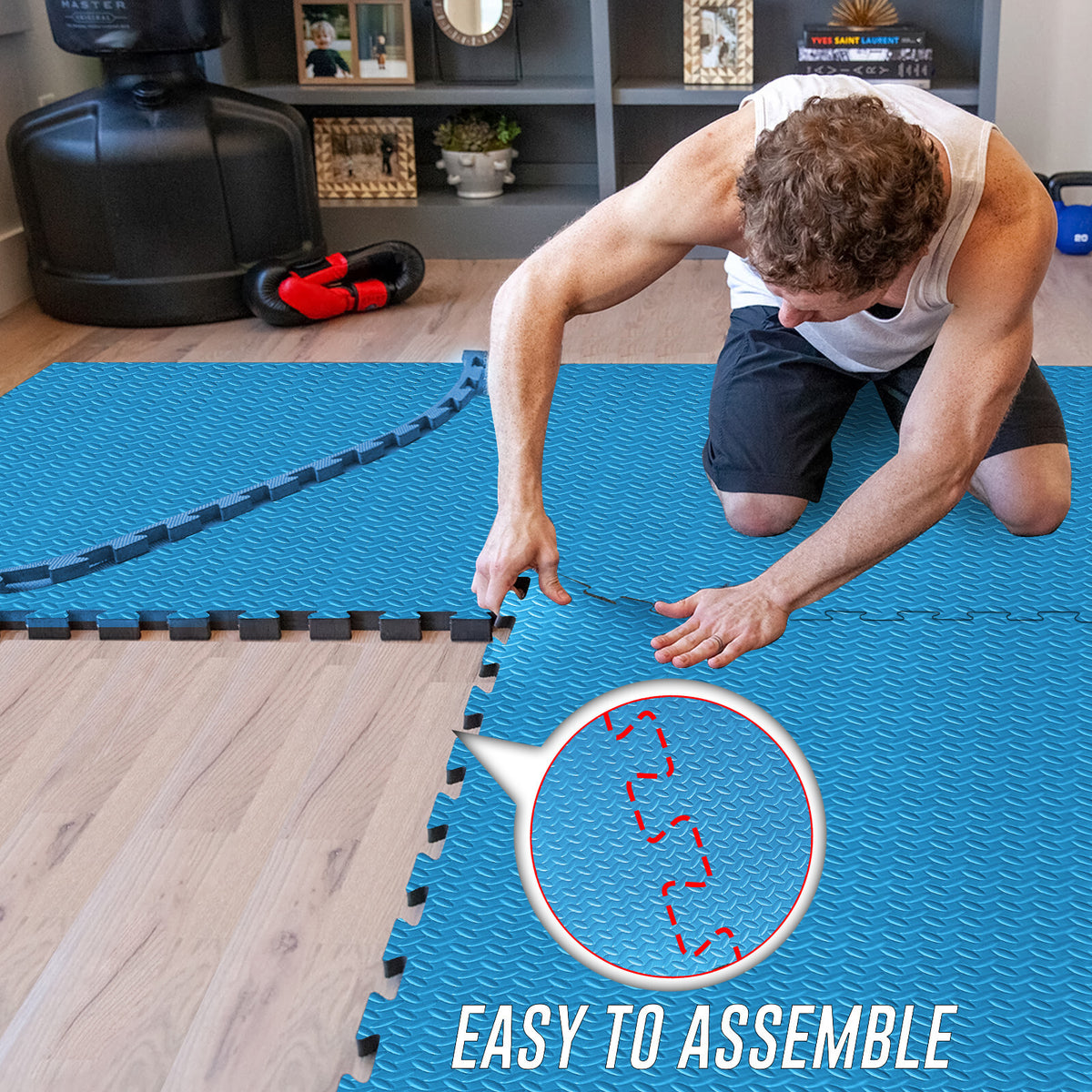 EVA Interlocking Soft Foam Gym Flooring Mats - Yoga Tiles, 25mm, 60x60cm