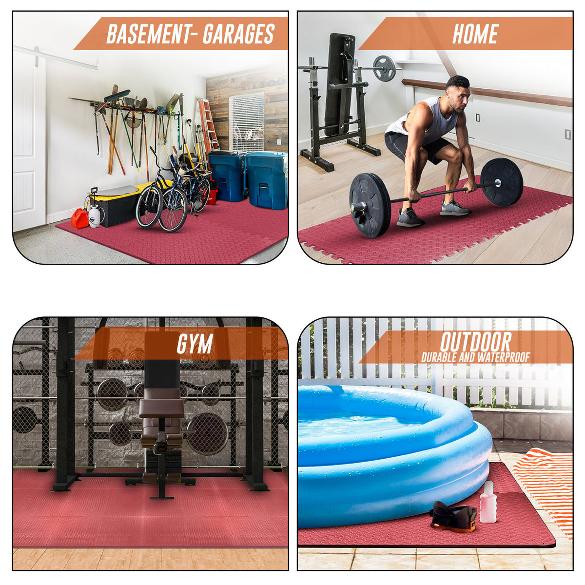 EVA Interlocking Soft Foam Gym Flooring Mats - Yoga Tiles, 25mm, 60x60cm