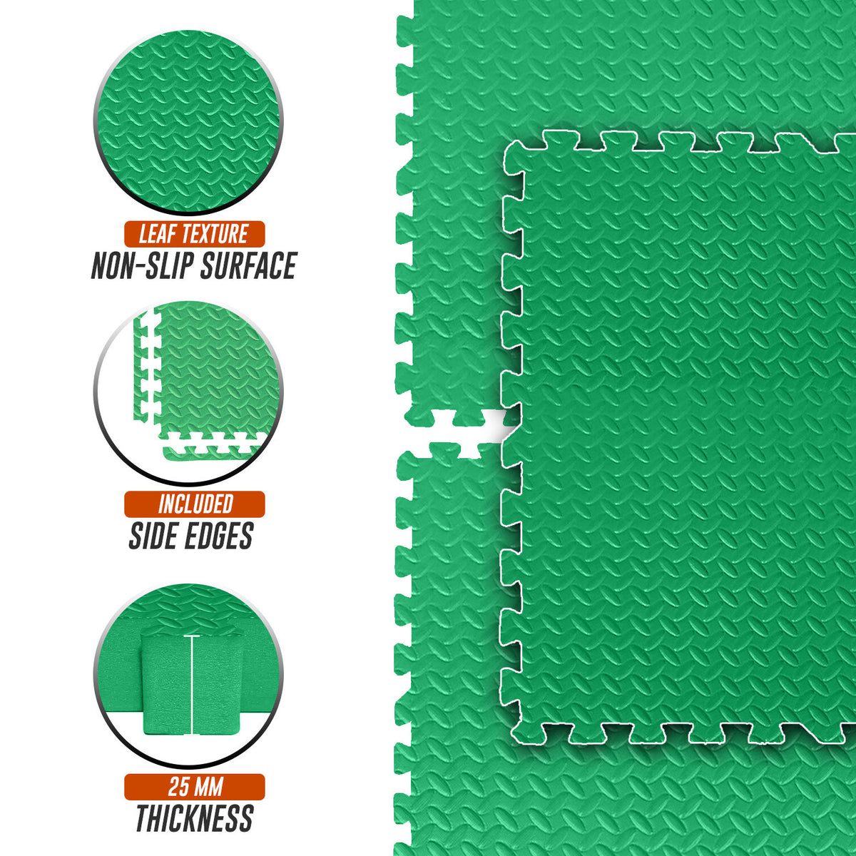 EVA Interlocking Soft Foam Gym Flooring Mats - Yoga Tiles, 25mm, 60x60cm