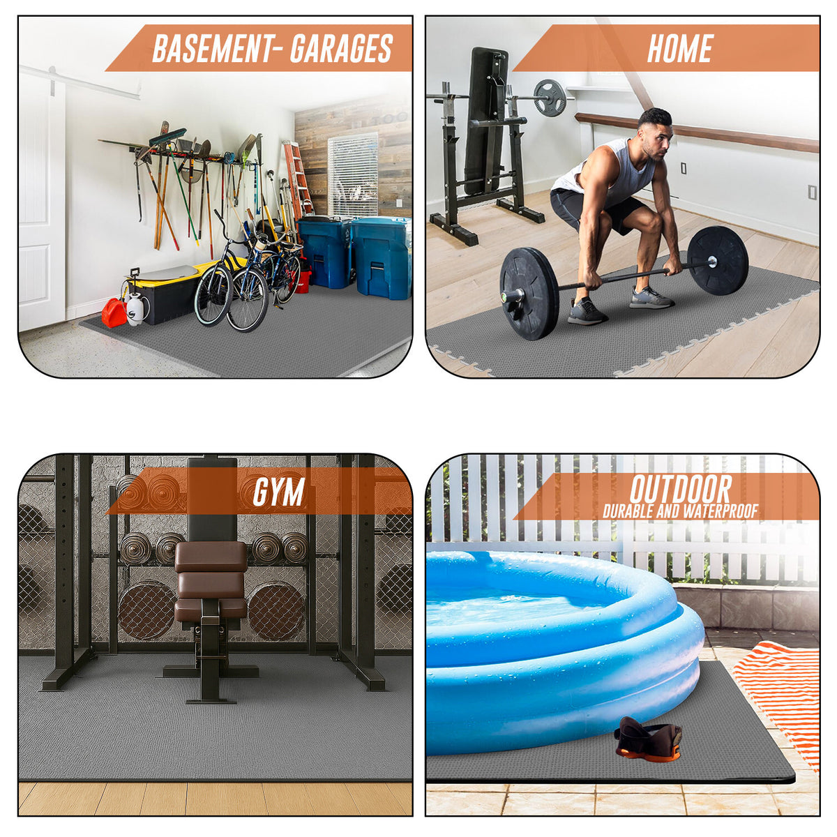 EVA Interlocking Soft Foam Gym Flooring Mats - Yoga Tiles, 25mm, 60x60cm