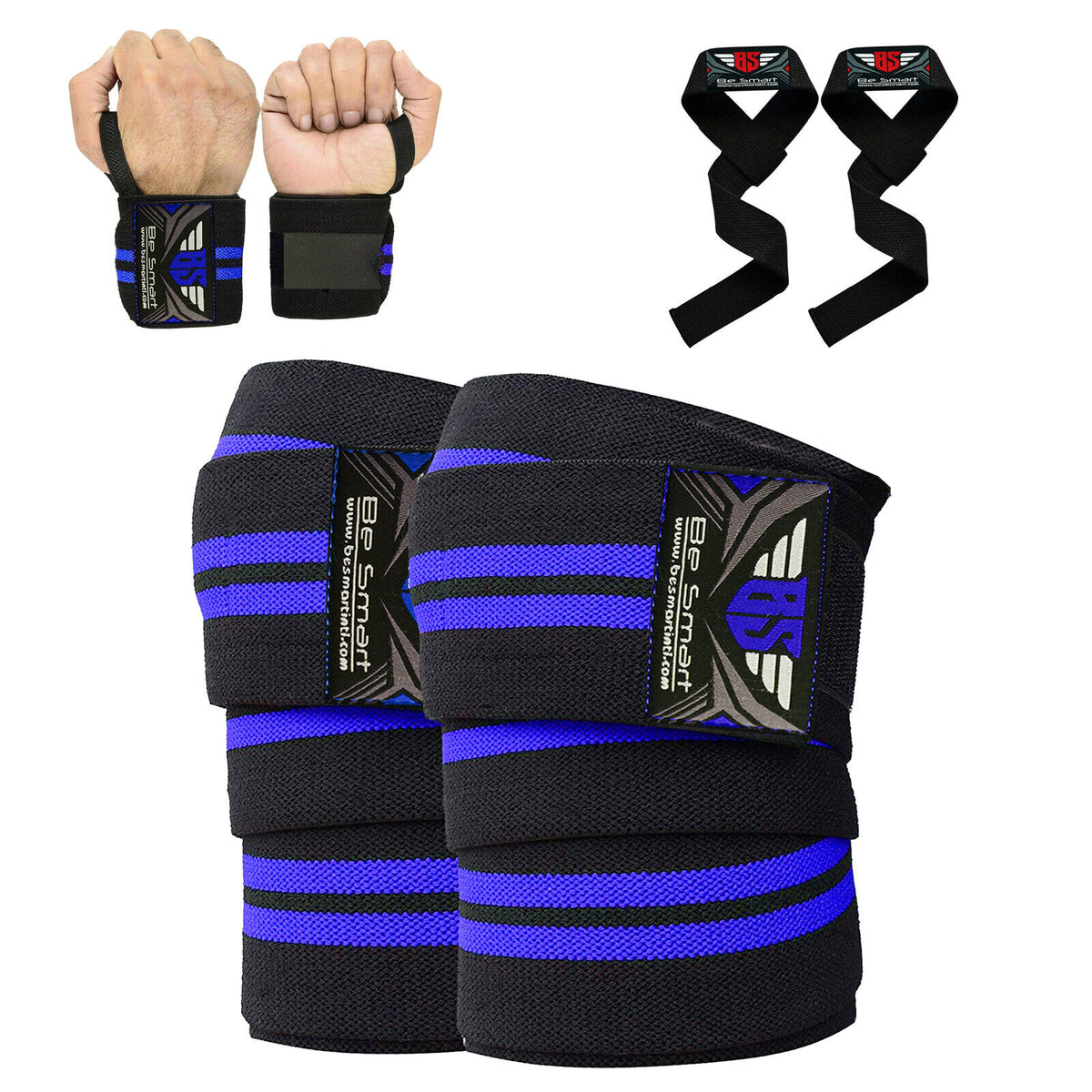 Knee Wraps for Weightlifting and Bodybuilding - Leg Support and Wrist Straps