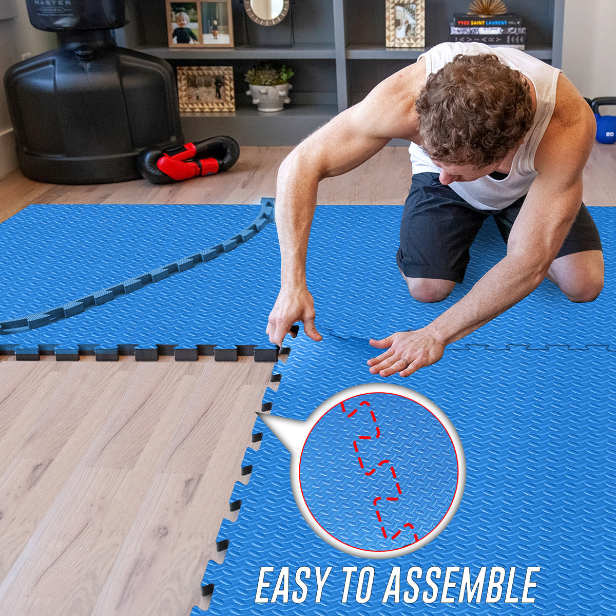 EVA Interlocking Soft Foam Gym Flooring Mats - Yoga Tiles, 25mm, 60x60cm