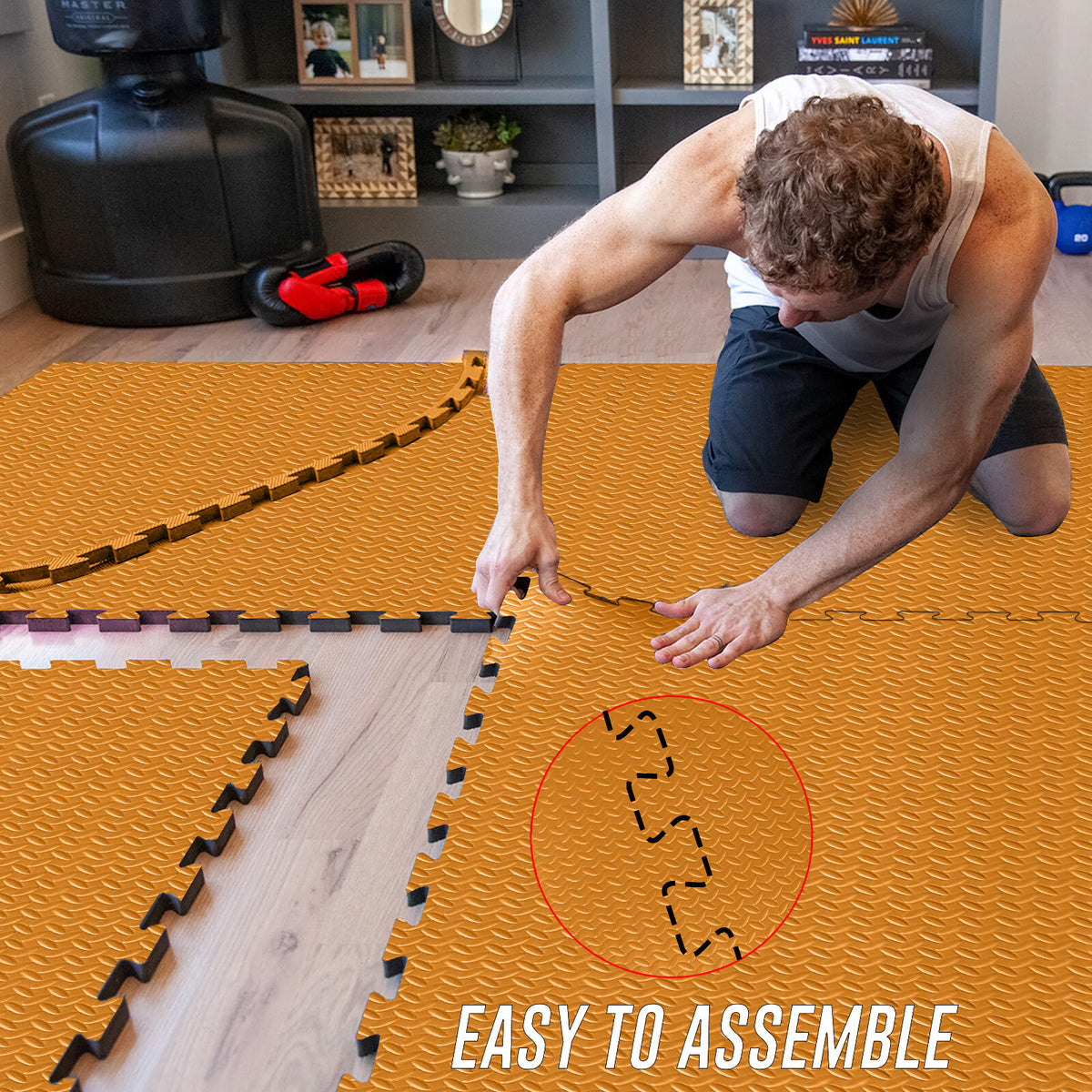 EVA Interlocking Soft Foam Gym Flooring Mats - Yoga Tiles, 25mm, 60x60cm