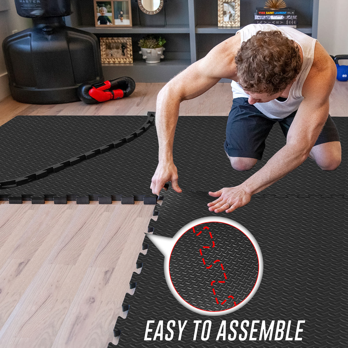 EVA Interlocking Soft Foam Gym Flooring Mats - Yoga Tiles, 25mm, 60x60cm