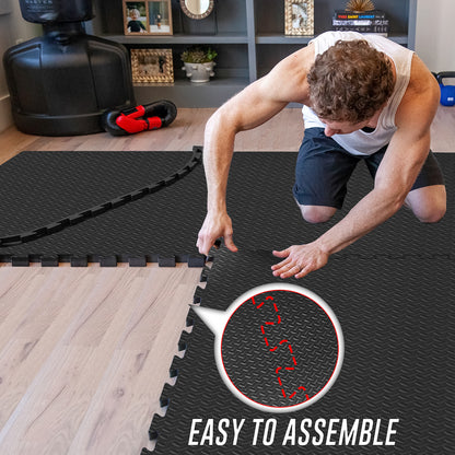EVA Interlocking Soft Foam Gym Flooring Mats - Yoga Tiles, 25mm, 60x60cm