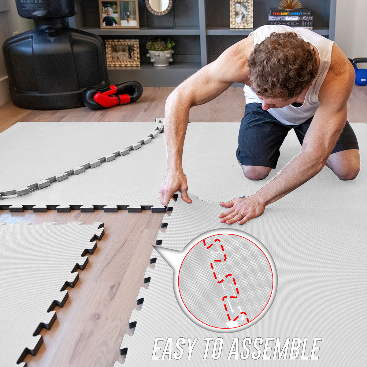 EVA Interlocking Soft Foam Gym Flooring Mats - Yoga Tiles, 25mm, 60x60cm