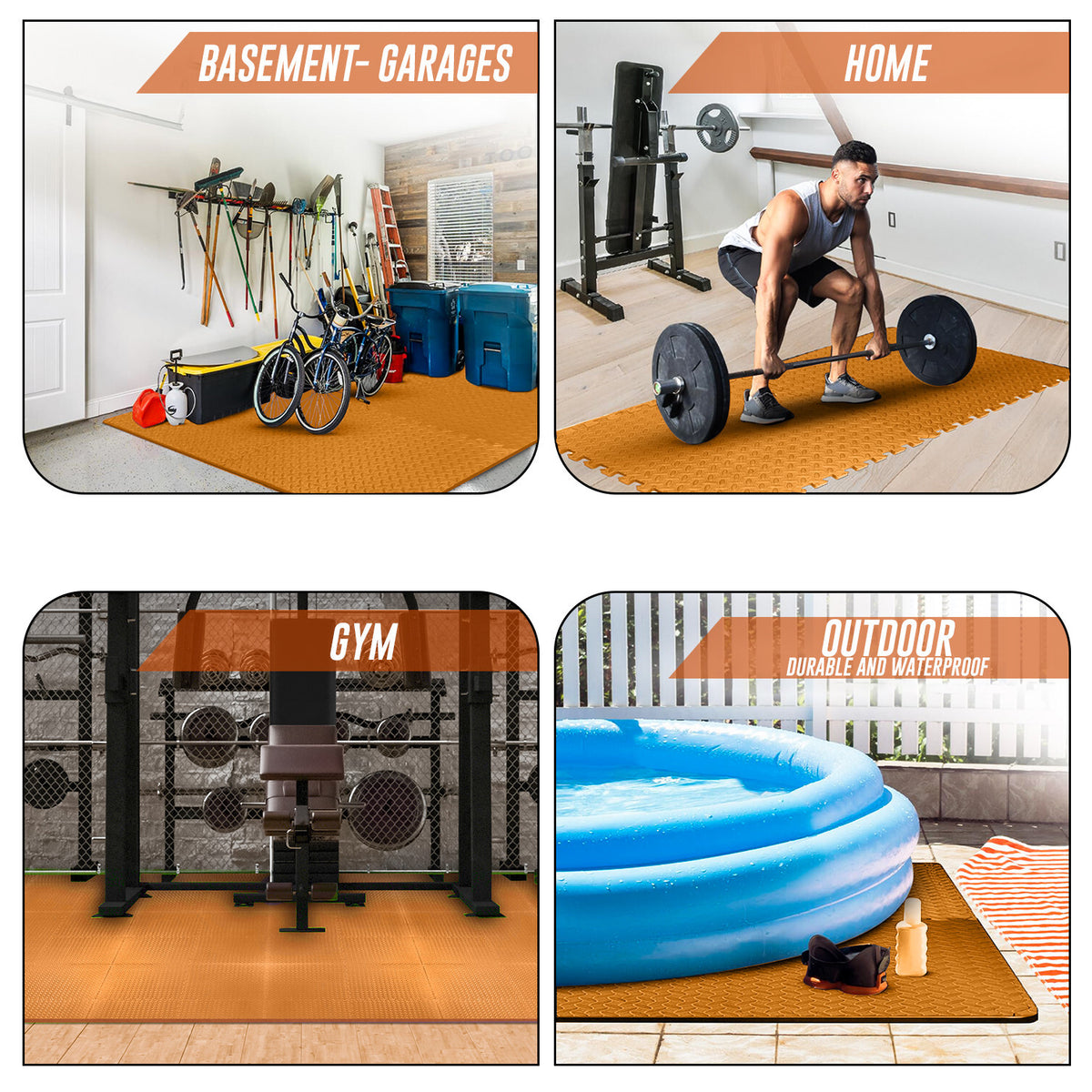 EVA Interlocking Soft Foam Gym Flooring Mats - Yoga Tiles, 25mm, 60x60cm