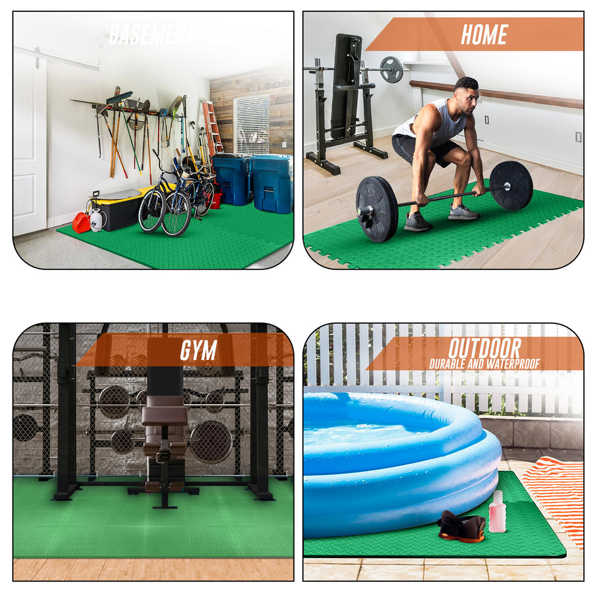 EVA Interlocking Soft Foam Gym Flooring Mats - Yoga Tiles, 25mm, 60x60cm