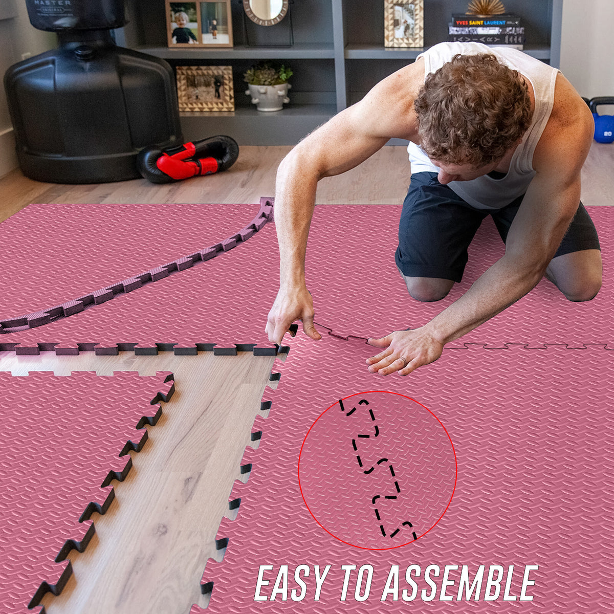 EVA Interlocking Soft Foam Gym Flooring Mats - Yoga Tiles, 25mm, 60x60cm