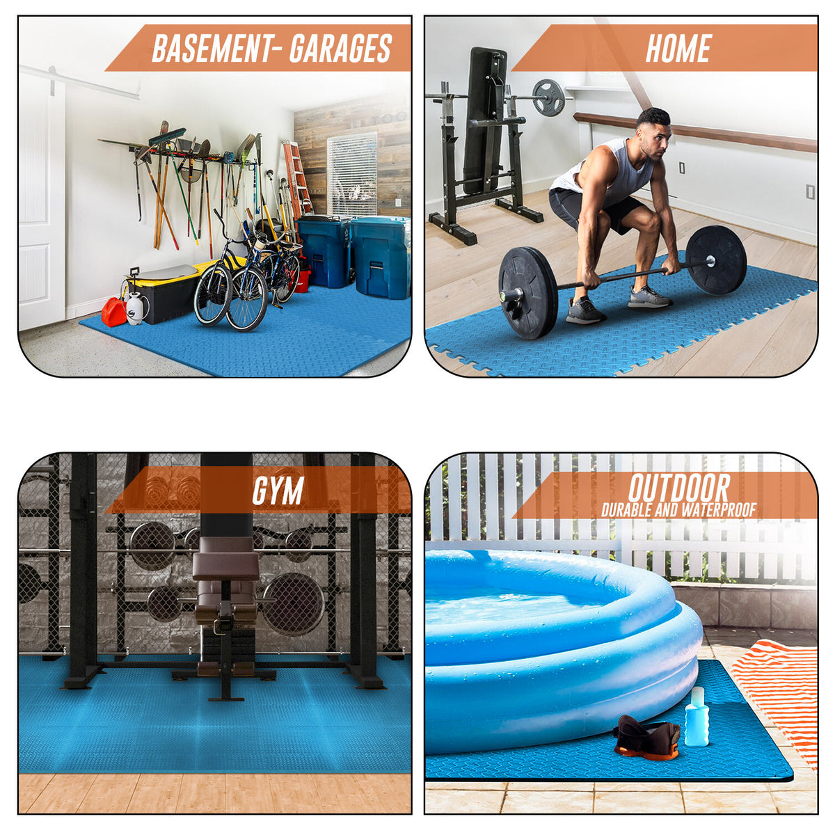 EVA Interlocking Soft Foam Gym Flooring Mats - Yoga Tiles, 25mm, 60x60cm