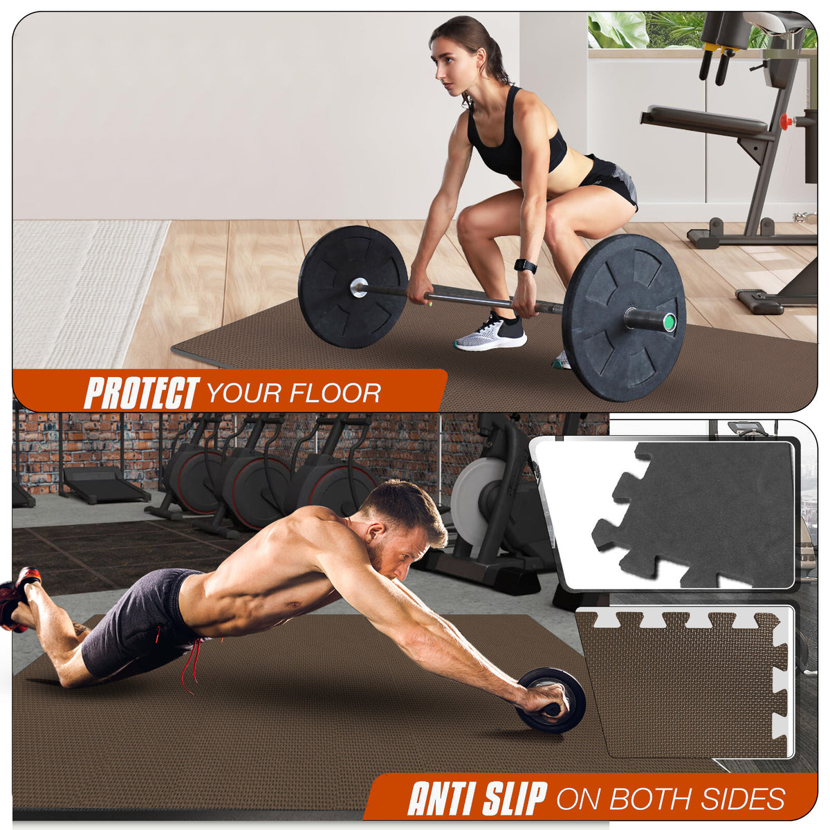 EVA Interlocking Soft Foam Gym Flooring Mats - Yoga Tiles, 25mm, 60x60cm