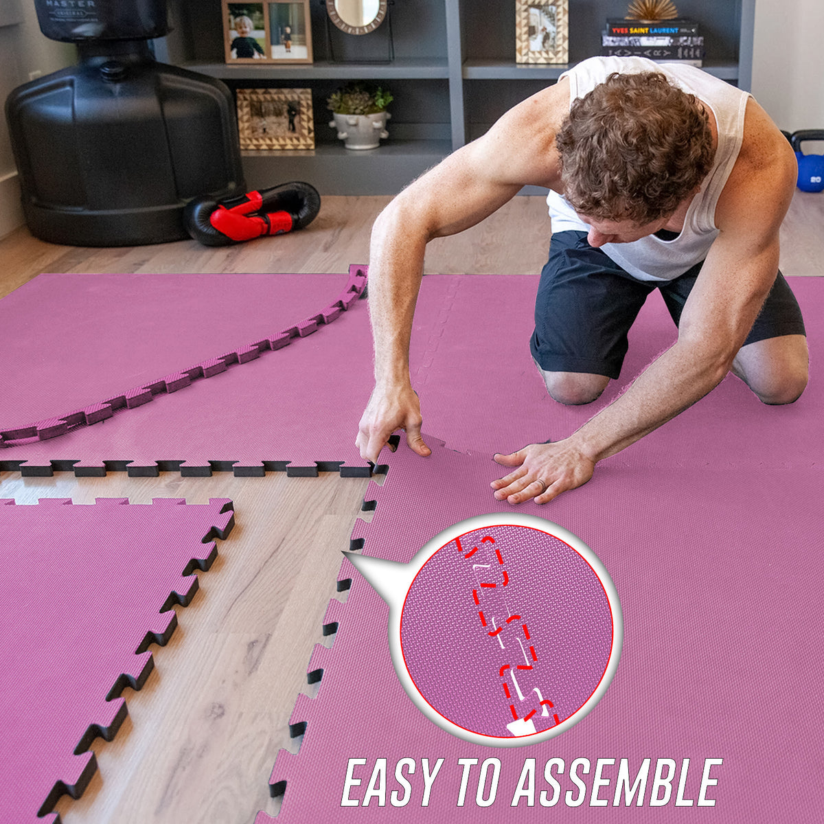 EVA Interlocking Soft Foam Gym Flooring Mats - Yoga Tiles, 25mm, 60x60cm