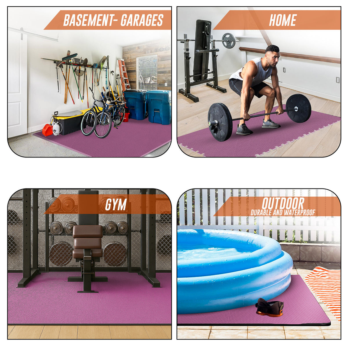EVA Interlocking Soft Foam Gym Flooring Mats - Yoga Tiles, 25mm, 60x60cm
