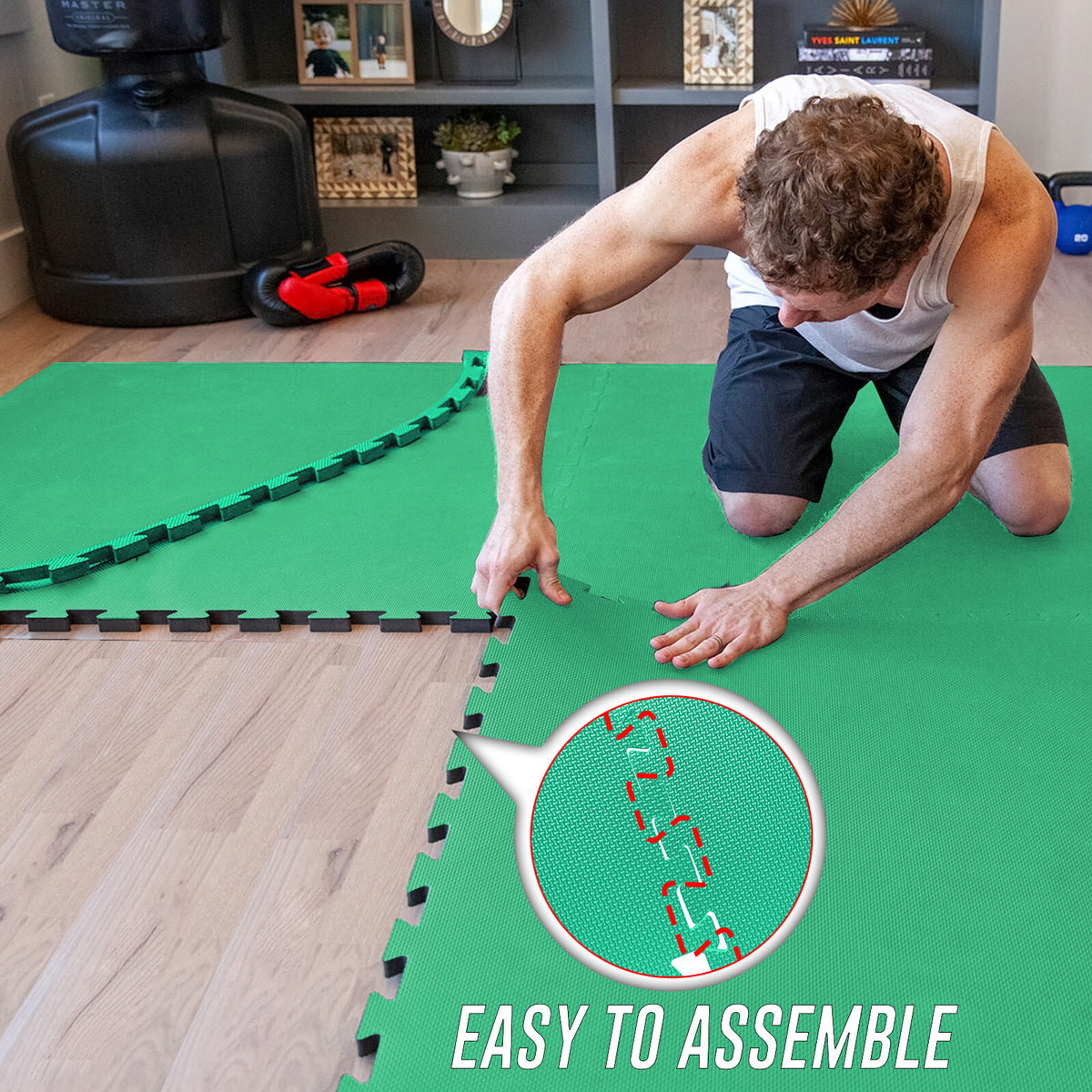 EVA Interlocking Soft Foam Gym Flooring Mats - Yoga Tiles, 25mm, 60x60cm