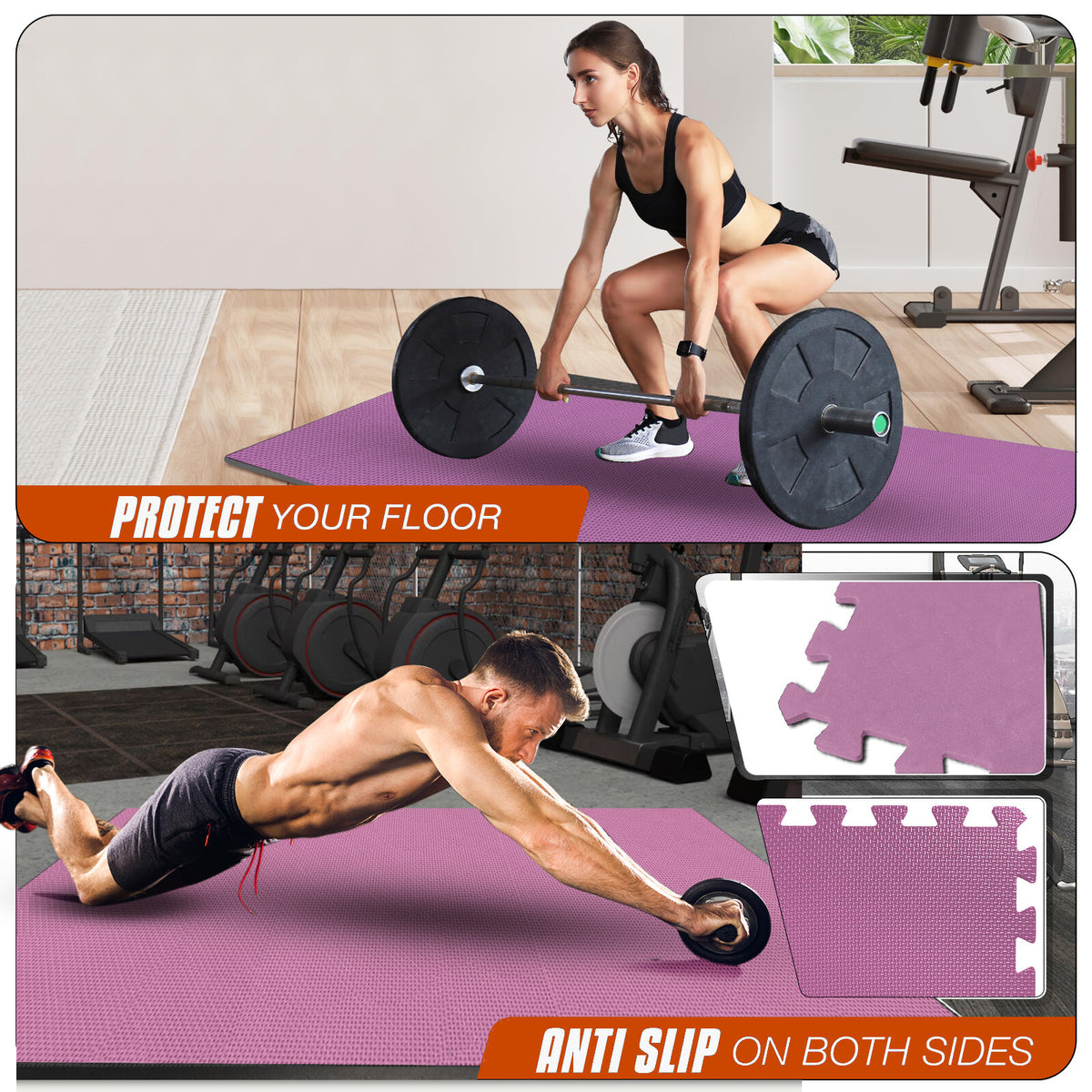 EVA Interlocking Soft Foam Gym Flooring Mats - Yoga Tiles, 25mm, 60x60cm