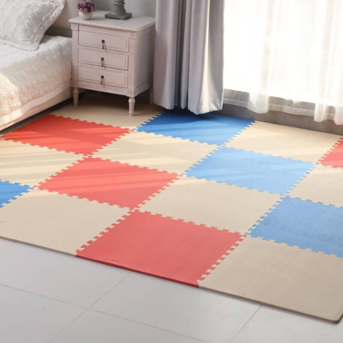 EVA Interlocking Soft Foam Gym Flooring Mats - Yoga Tiles, 25mm, 60x60cm