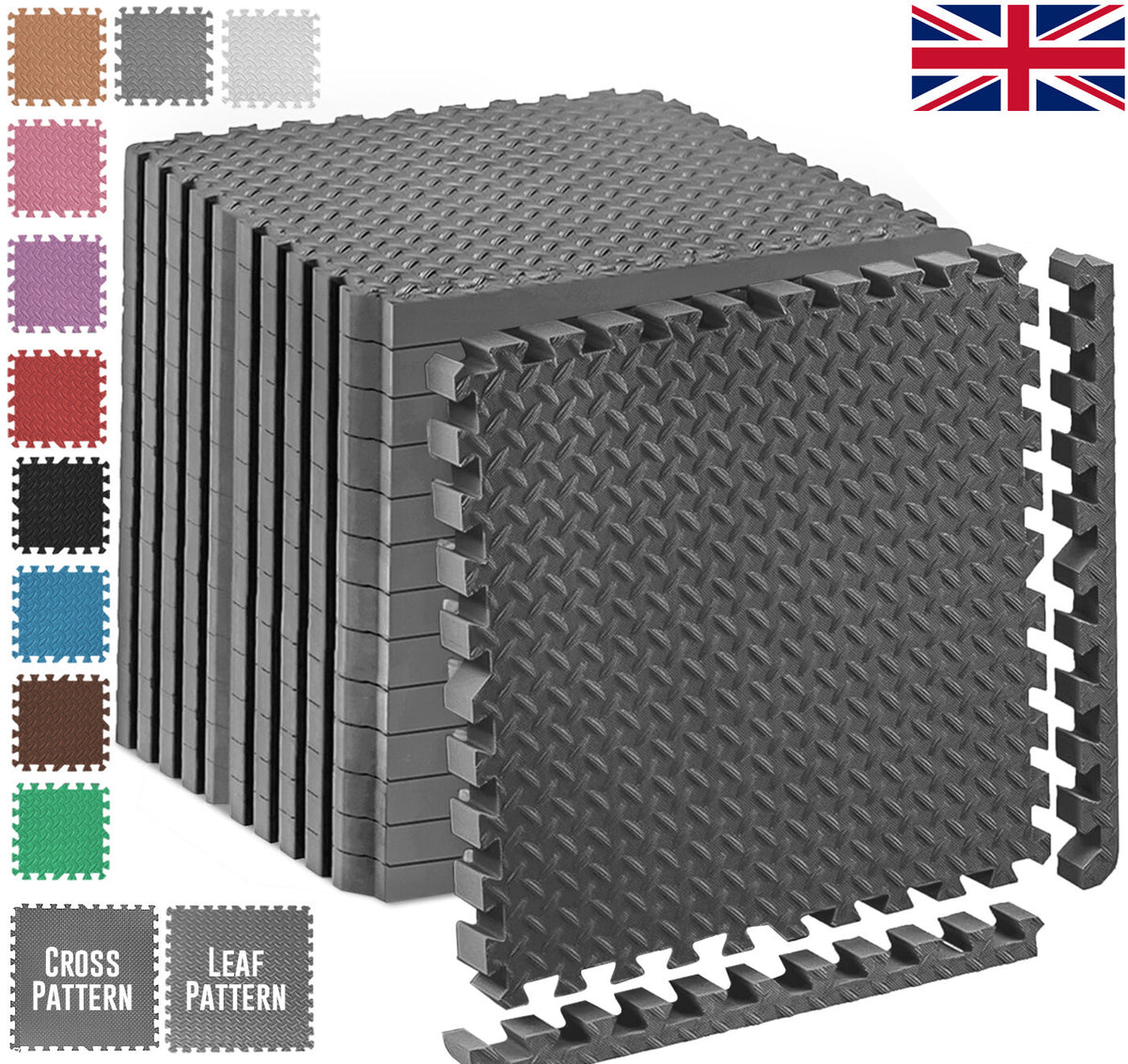 EVA Interlocking Soft Foam Gym Flooring Mats - Yoga Tiles, 25mm, 60x60cm