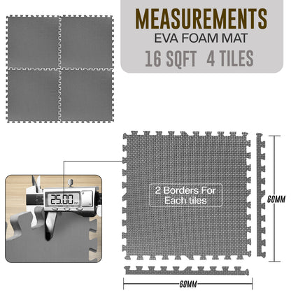 EVA Interlocking Soft Foam Gym Flooring Mats - Yoga Tiles, 25mm, 60x60cm