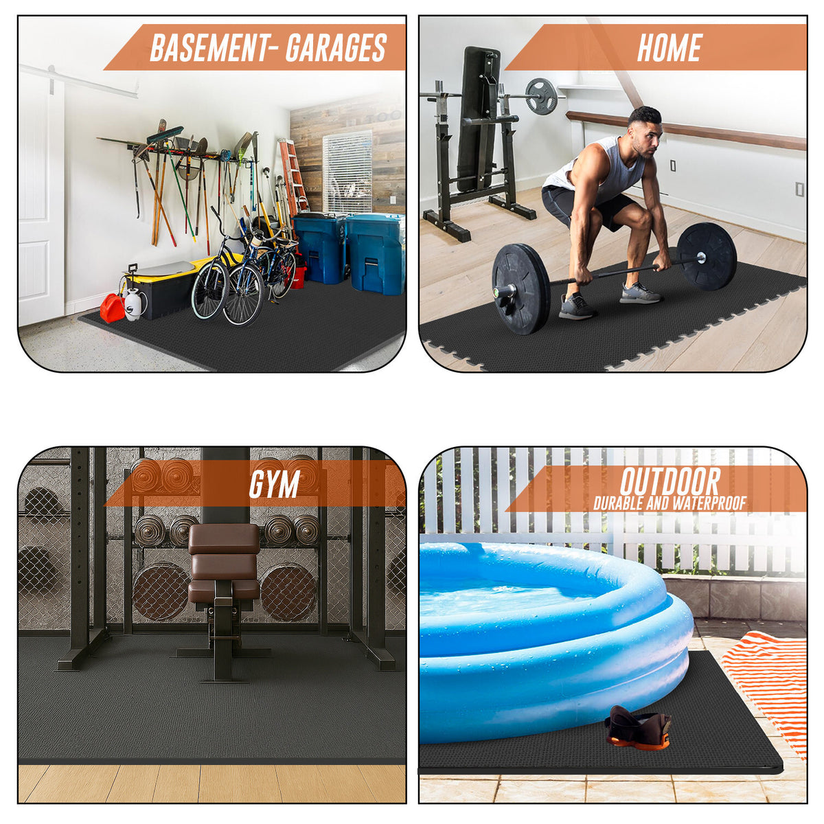 EVA Interlocking Soft Foam Gym Flooring Mats - Yoga Tiles, 25mm, 60x60cm