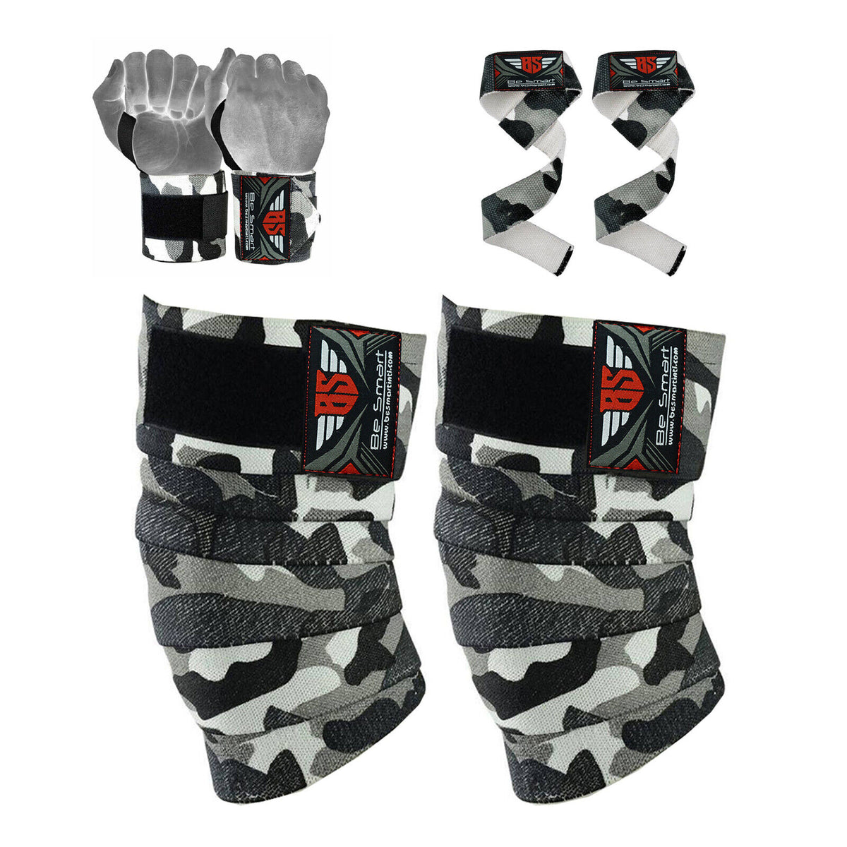 Knee Wraps for Weightlifting and Bodybuilding - Leg Support and Wrist Straps