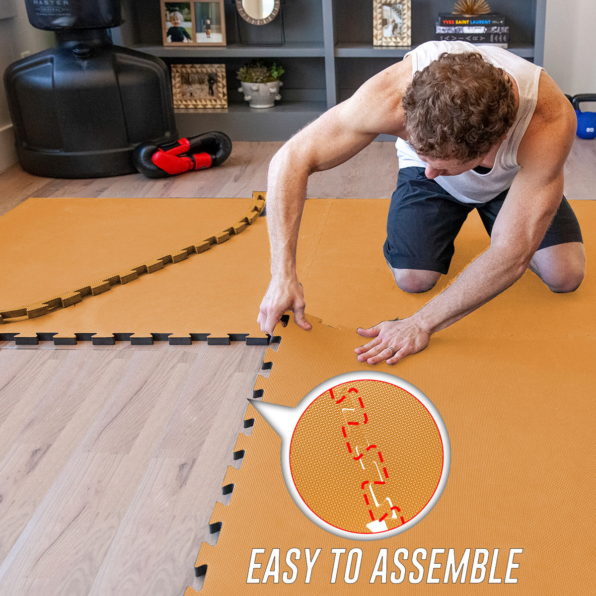 EVA Interlocking Soft Foam Gym Flooring Mats - Yoga Tiles, 25mm, 60x60cm